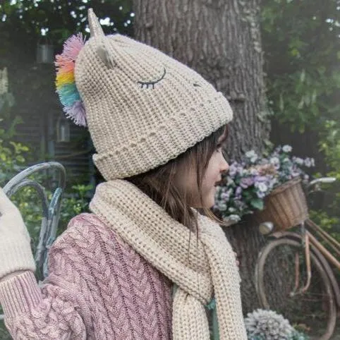 Rainbow Unicorn Knitted Gloves