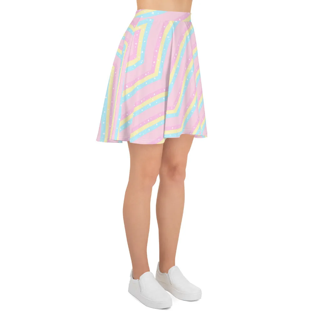 Teatime Fantasy Pink Rainbow Skater Skirt