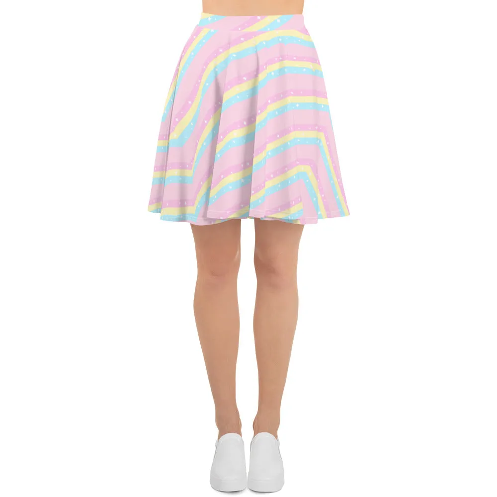 Teatime Fantasy Pink Rainbow Skater Skirt