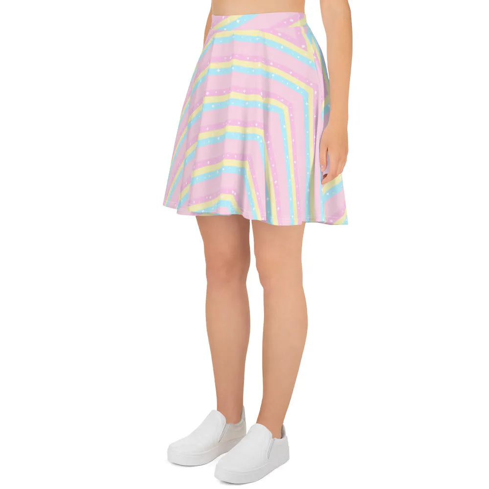 Teatime Fantasy Pink Rainbow Skater Skirt