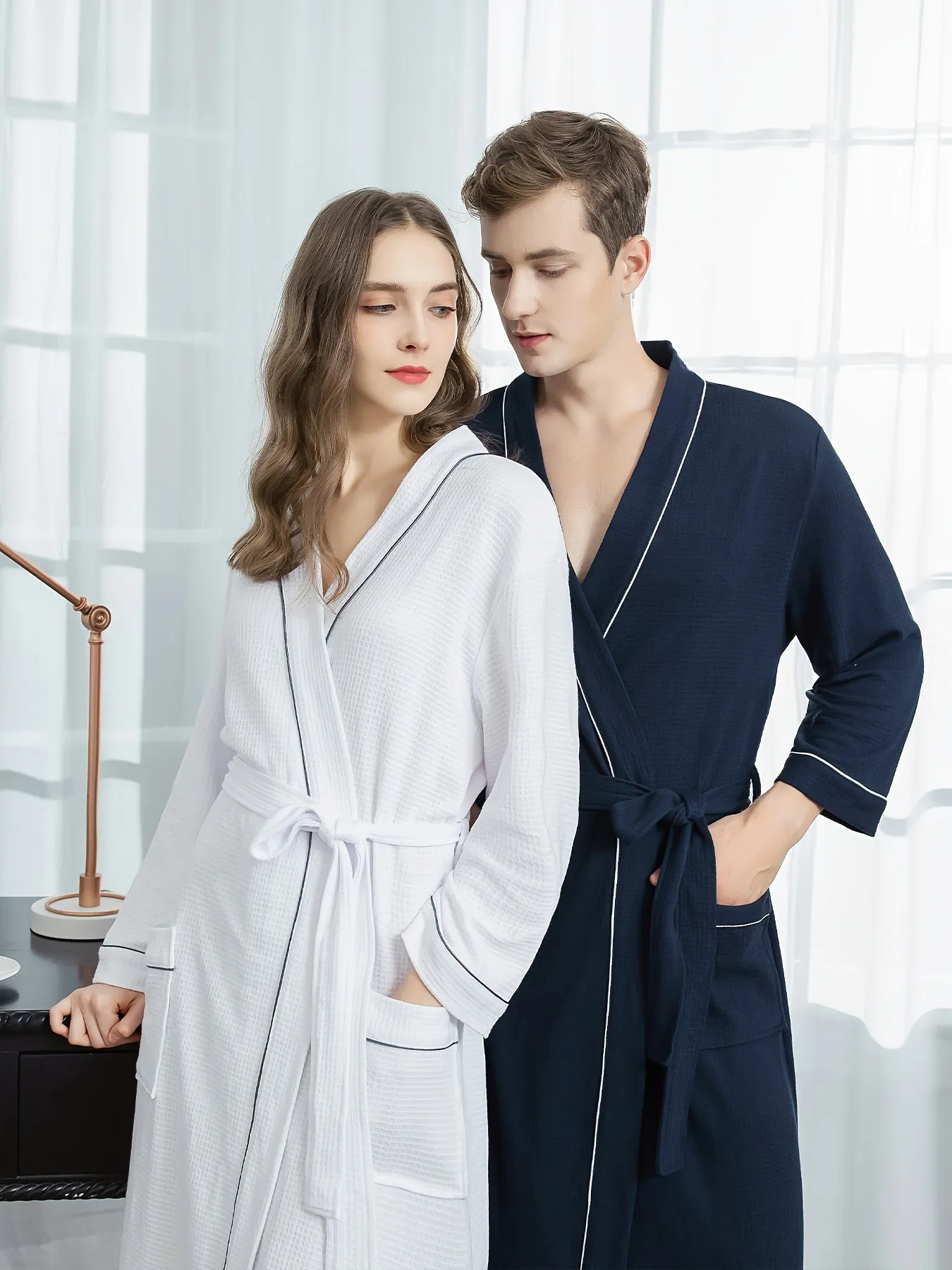 Ultra-Soft Mens Breathable Bathrobe - Quick Drying, Comfy, Solid Color, Belted, Couple Style, Perfect for Home Pajamas Wear, Loungewear, Sleepwear, and Relaxation - Ideal Gift for Him