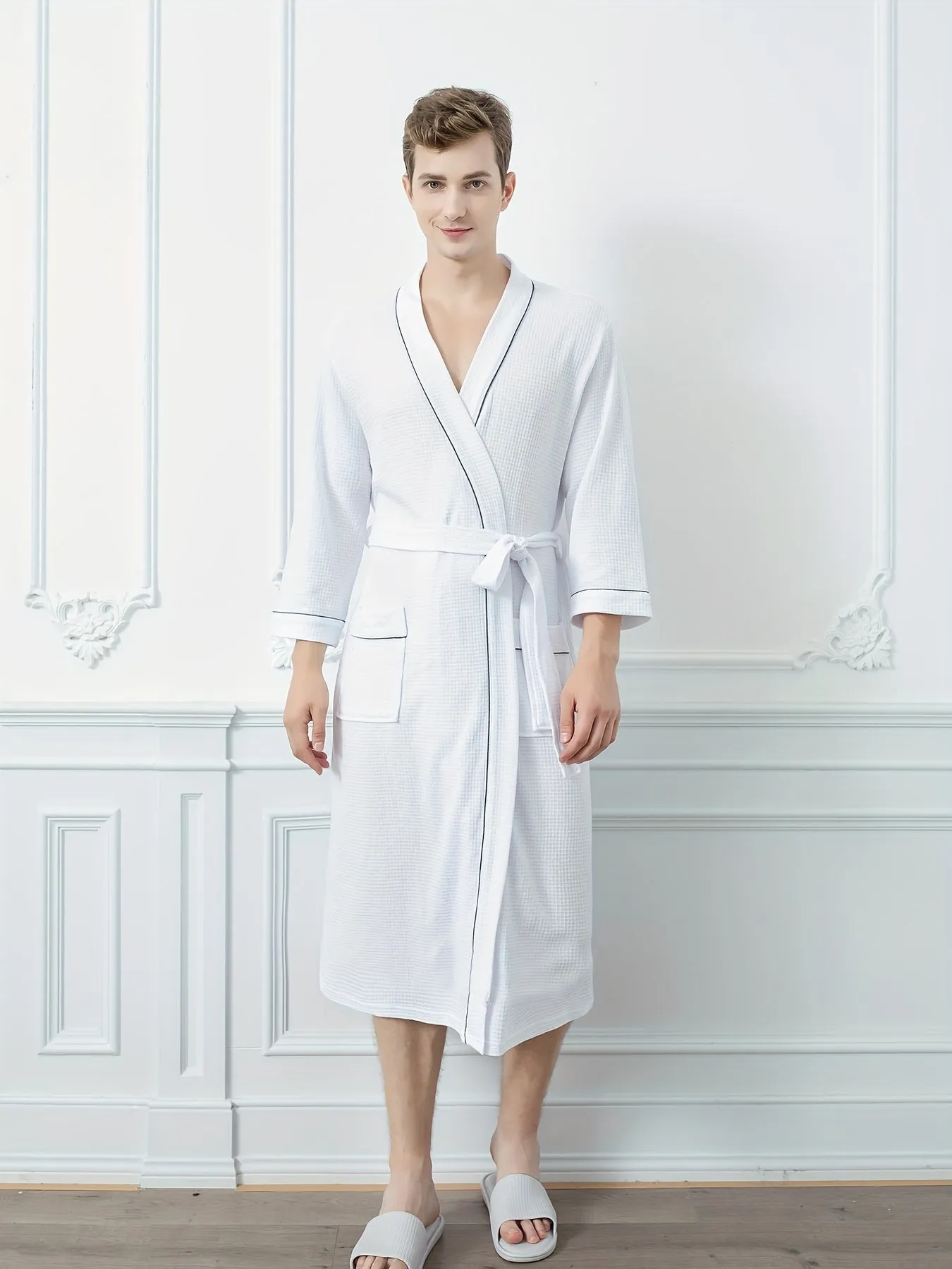 Ultra-Soft Mens Breathable Bathrobe - Quick Drying, Comfy, Solid Color, Belted, Couple Style, Perfect for Home Pajamas Wear, Loungewear, Sleepwear, and Relaxation - Ideal Gift for Him