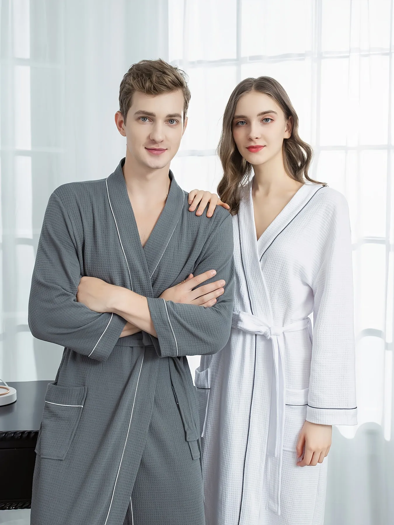 Ultra-Soft Mens Breathable Bathrobe - Quick Drying, Comfy, Solid Color, Belted, Couple Style, Perfect for Home Pajamas Wear, Loungewear, Sleepwear, and Relaxation - Ideal Gift for Him