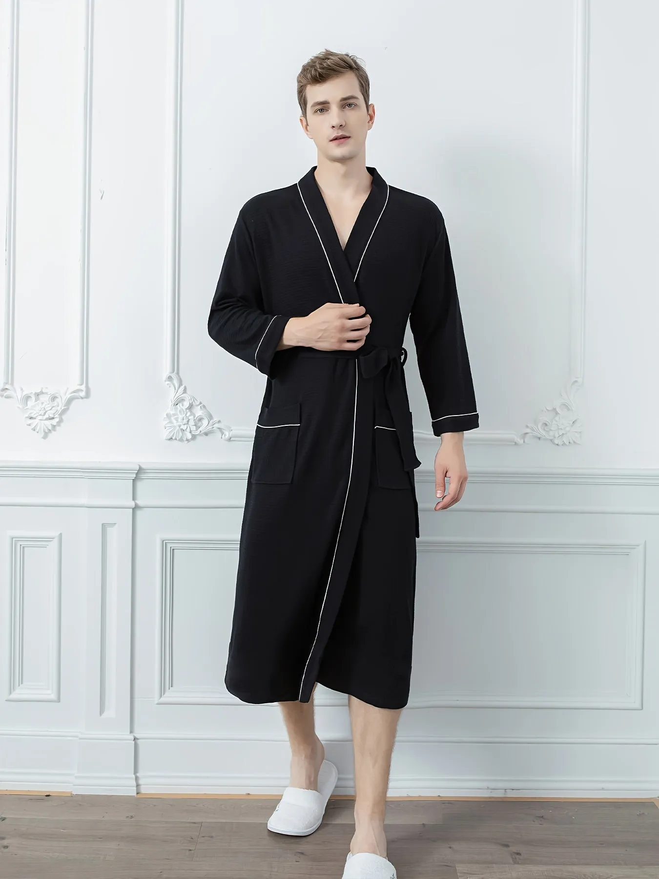 Ultra-Soft Mens Breathable Bathrobe - Quick Drying, Comfy, Solid Color, Belted, Couple Style, Perfect for Home Pajamas Wear, Loungewear, Sleepwear, and Relaxation - Ideal Gift for Him