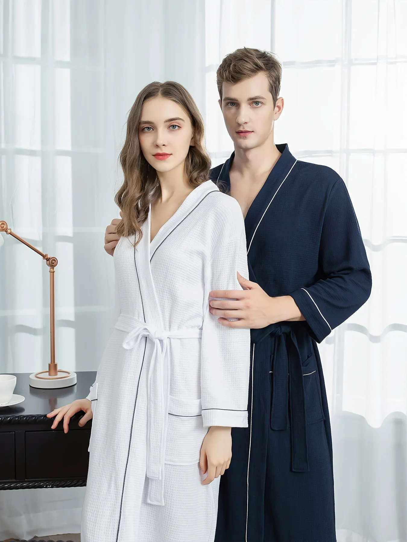 Ultra-Soft Mens Breathable Bathrobe - Quick Drying, Comfy, Solid Color, Belted, Couple Style, Perfect for Home Pajamas Wear, Loungewear, Sleepwear, and Relaxation - Ideal Gift for Him