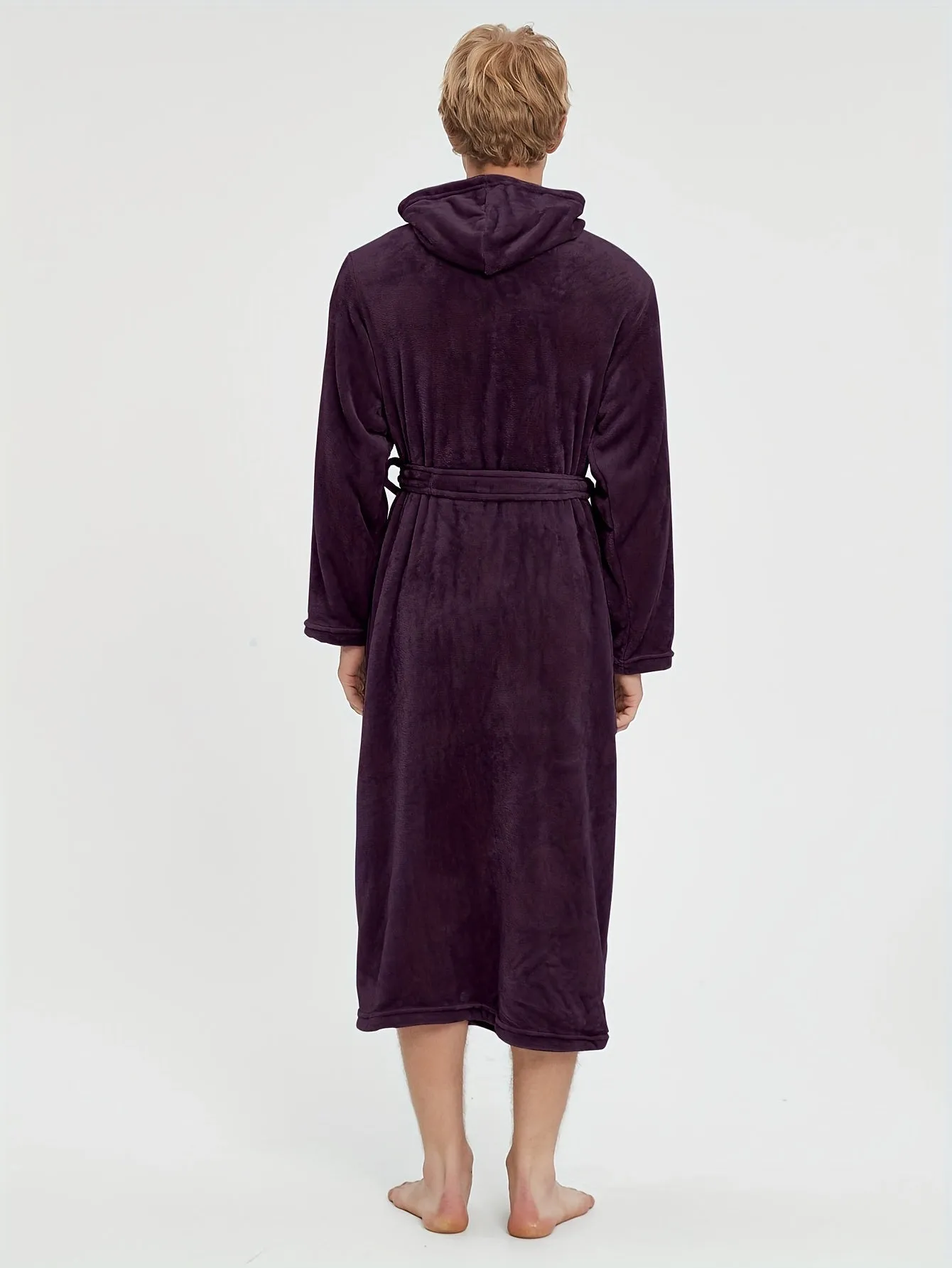 Ultra-Soft Men's Fleece Robe - Comfy Hooded Pajamas with Pocket, Hair Dry Hat, and Kimono Design for Cozy Nightwear After Bath or Lounging at Home