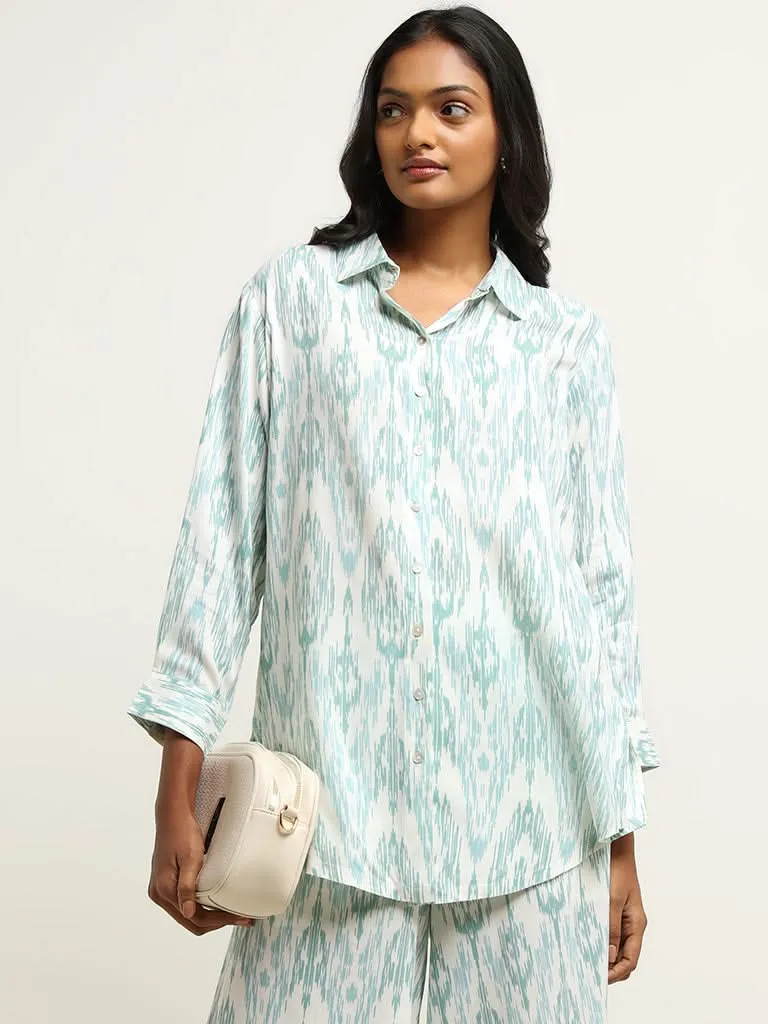 Utsa Aqua Ikat Printed Tunic