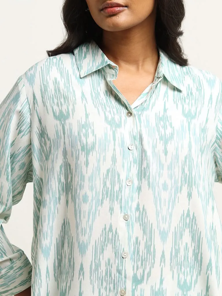 Utsa Aqua Ikat Printed Tunic