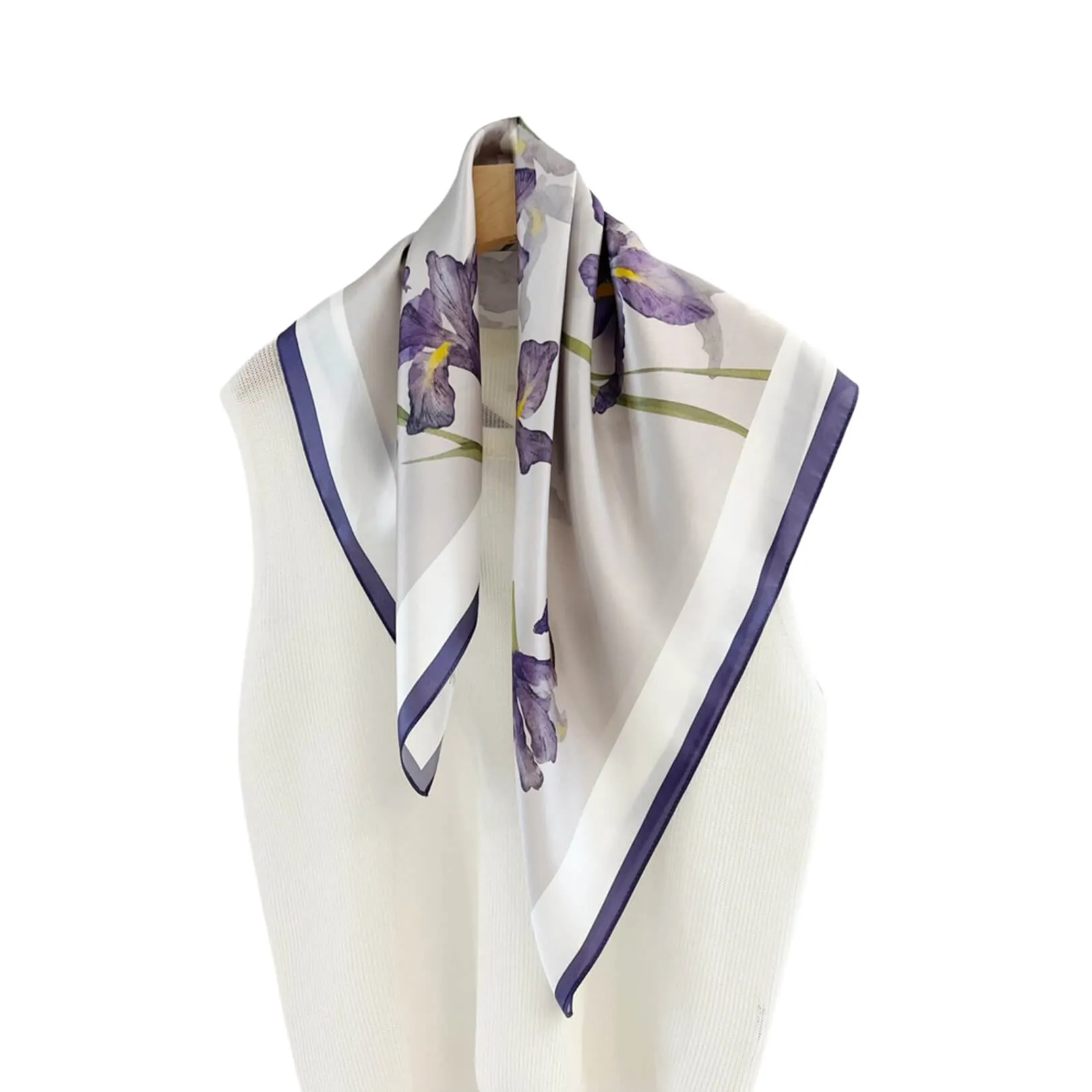 Watercolor Iris Pure Mulberry Silk Scarf Bandana