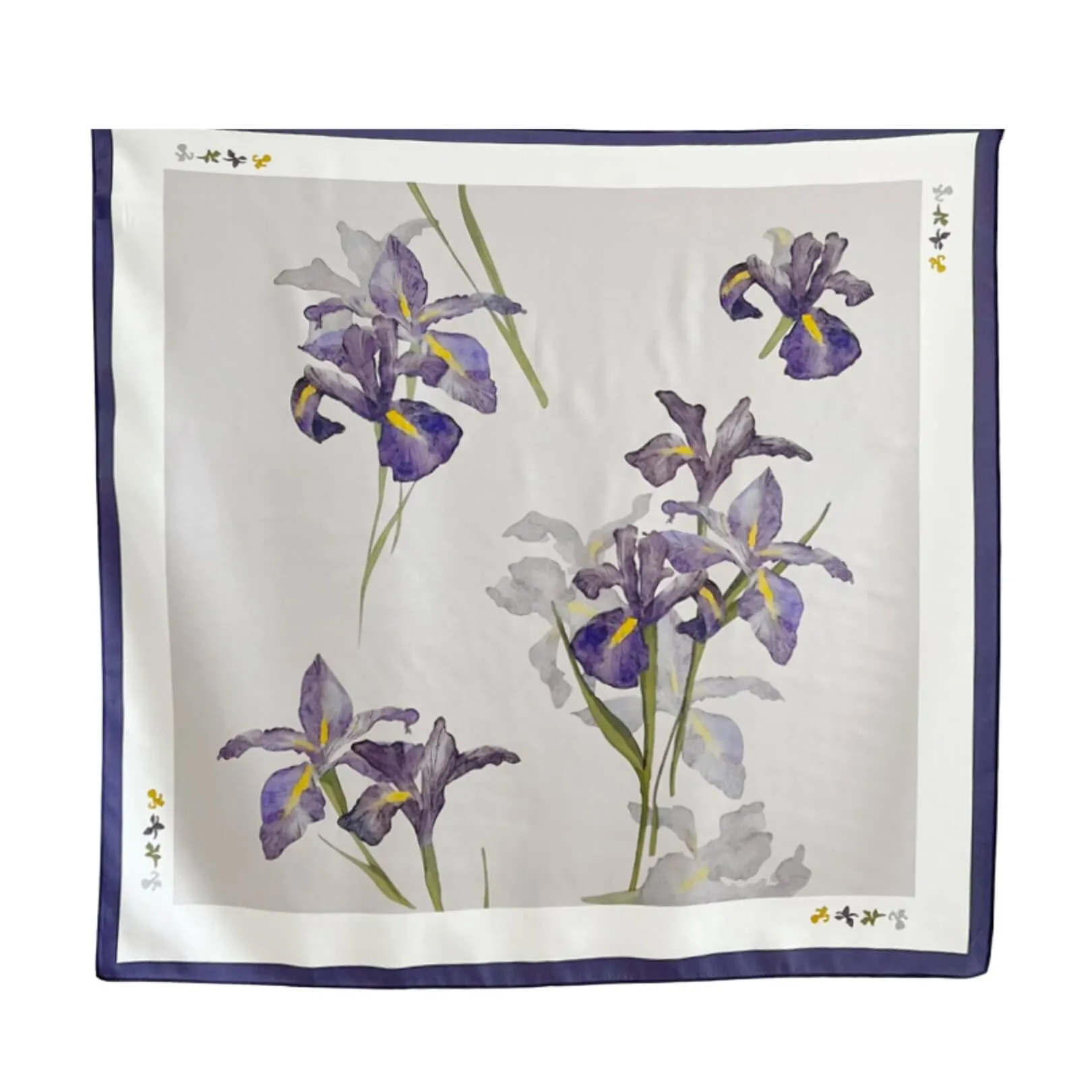 Watercolor Iris Pure Mulberry Silk Scarf Bandana