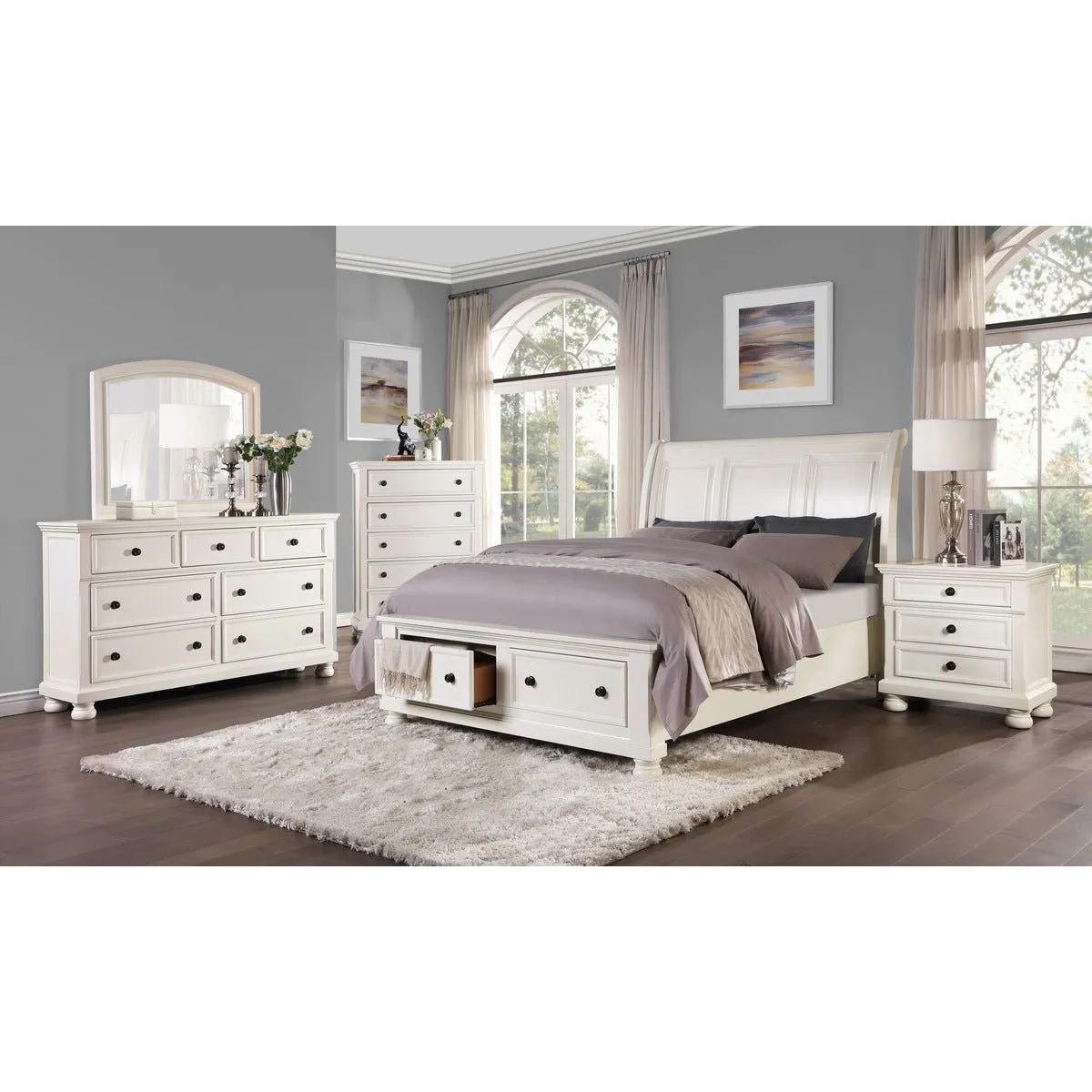 White Solid Wood Night Stand