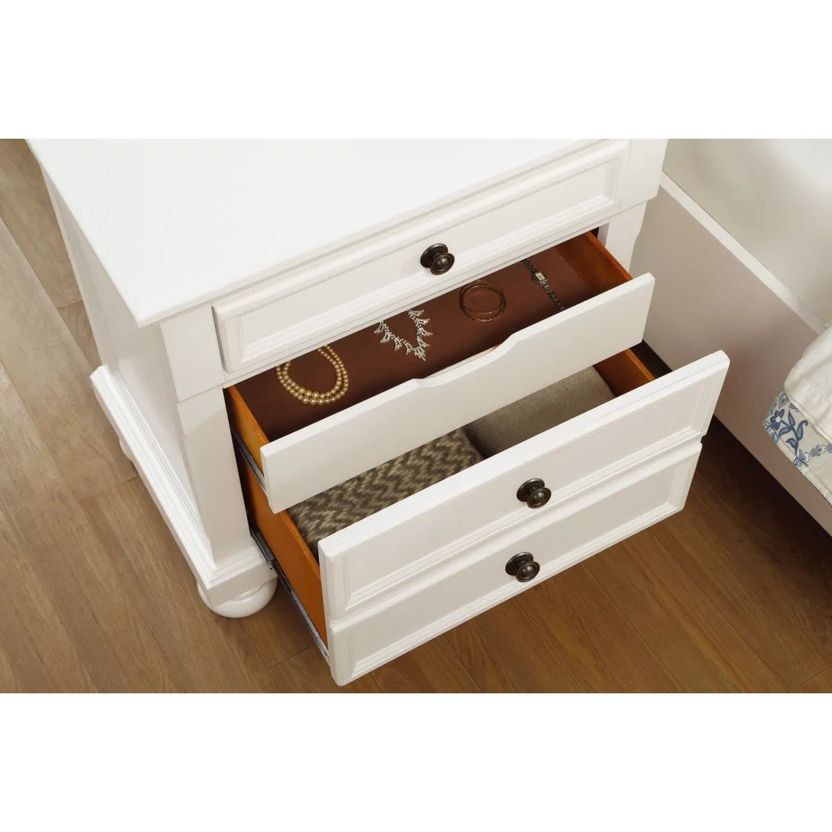 White Solid Wood Night Stand